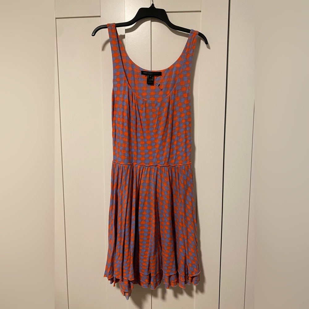 Marc By Marc Jacobs Orange and Blue Print Dress - Size S